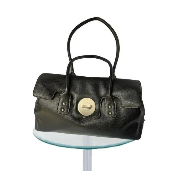 Black Tote Medicine Bag Style Gladstone Purse PU Leather - Picture 10 of 10